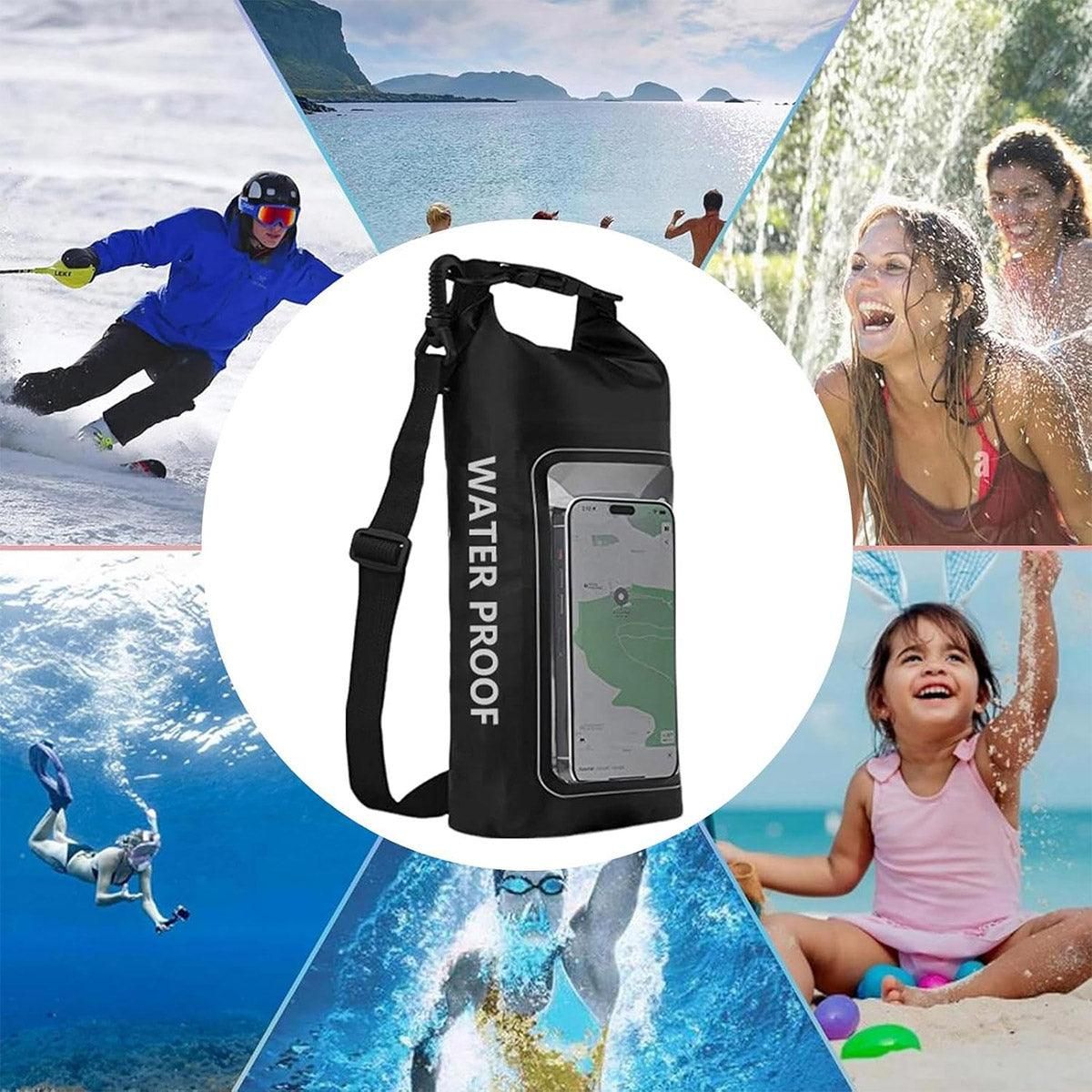 Outdoor Crossbody Bag Two-in-One Mobile Phone Waterproof Bag PVC Swimming - Blue