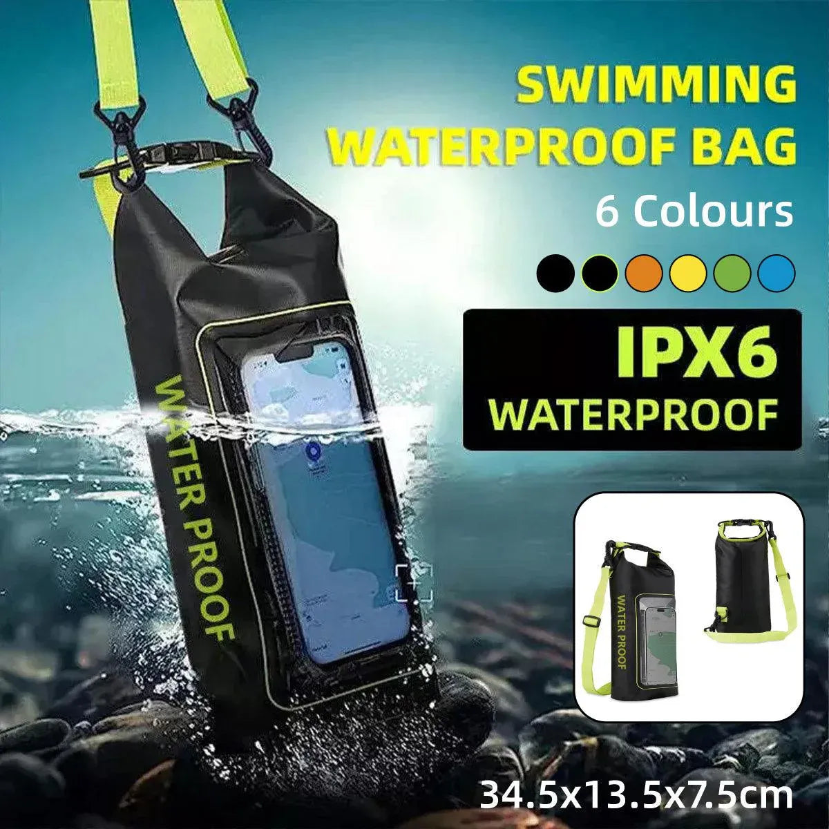 Outdoor Crossbody Bag Two-in-One Mobile Phone Waterproof Bag PVC Swimming - Green
