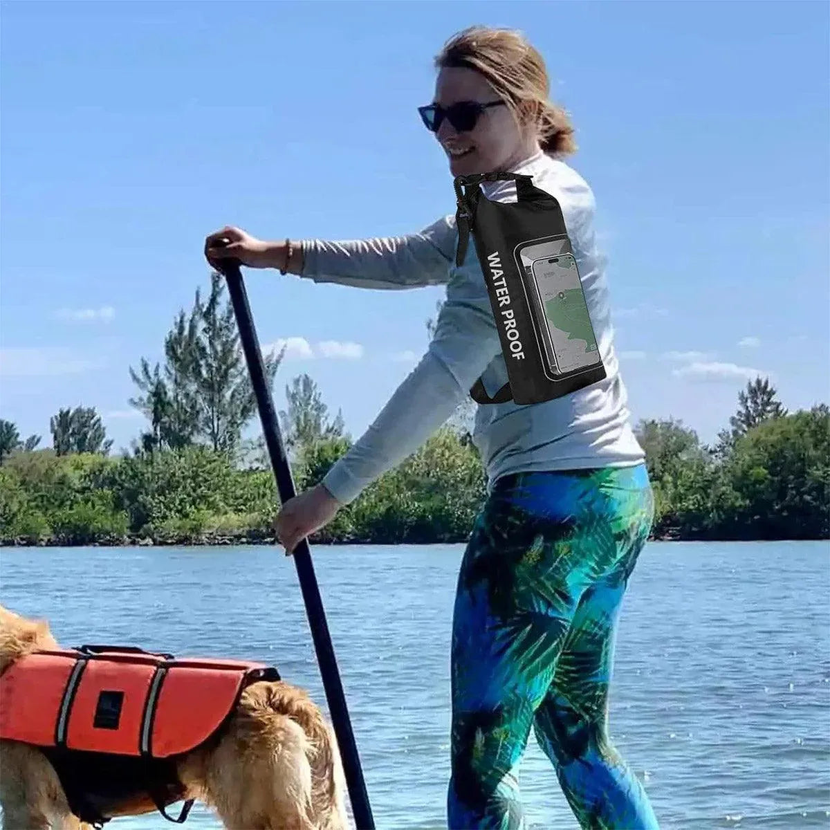 Outdoor Crossbody Bag Two-in-One Mobile Phone Waterproof Bag PVC Swimming - Green