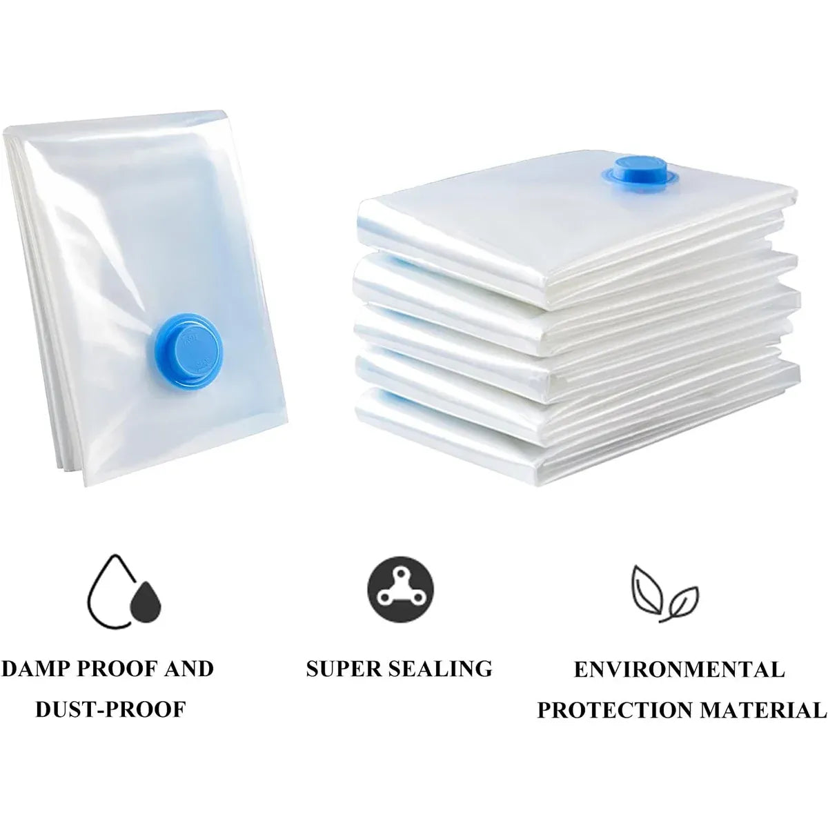 6PCS Vacuum Storage Bags Space Saving for Clothes Bedding Travel