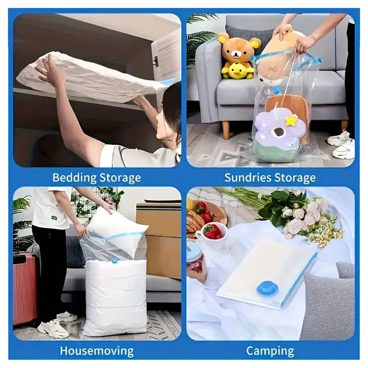 6PCS Vacuum Storage Bags Space Saving for Clothes Bedding Travel