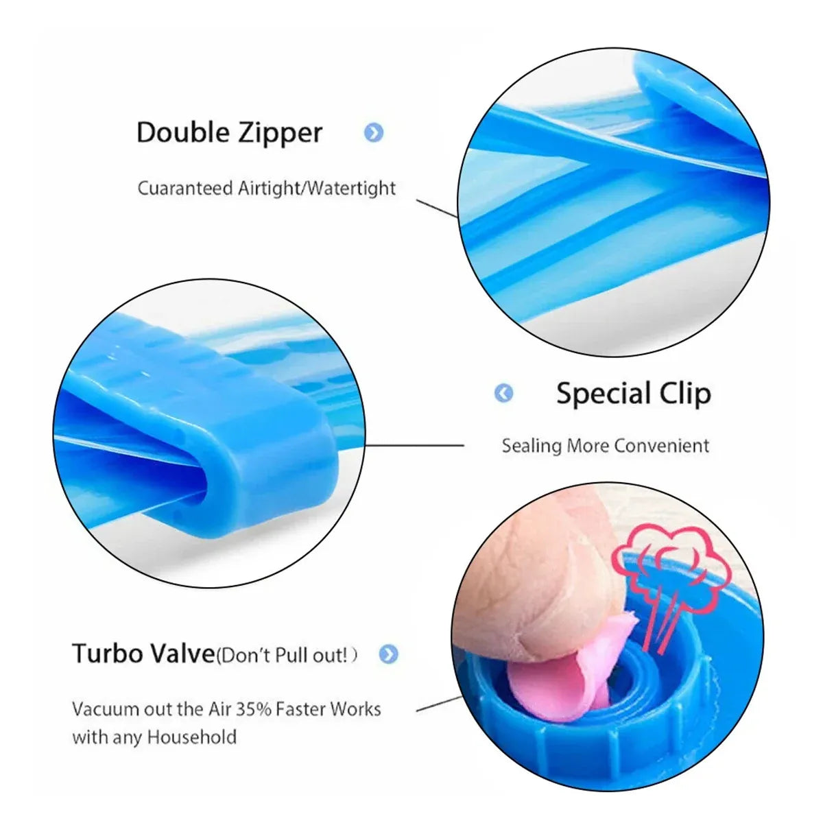 6PCS Vacuum Storage Bags Space Saving for Clothes Bedding Travel