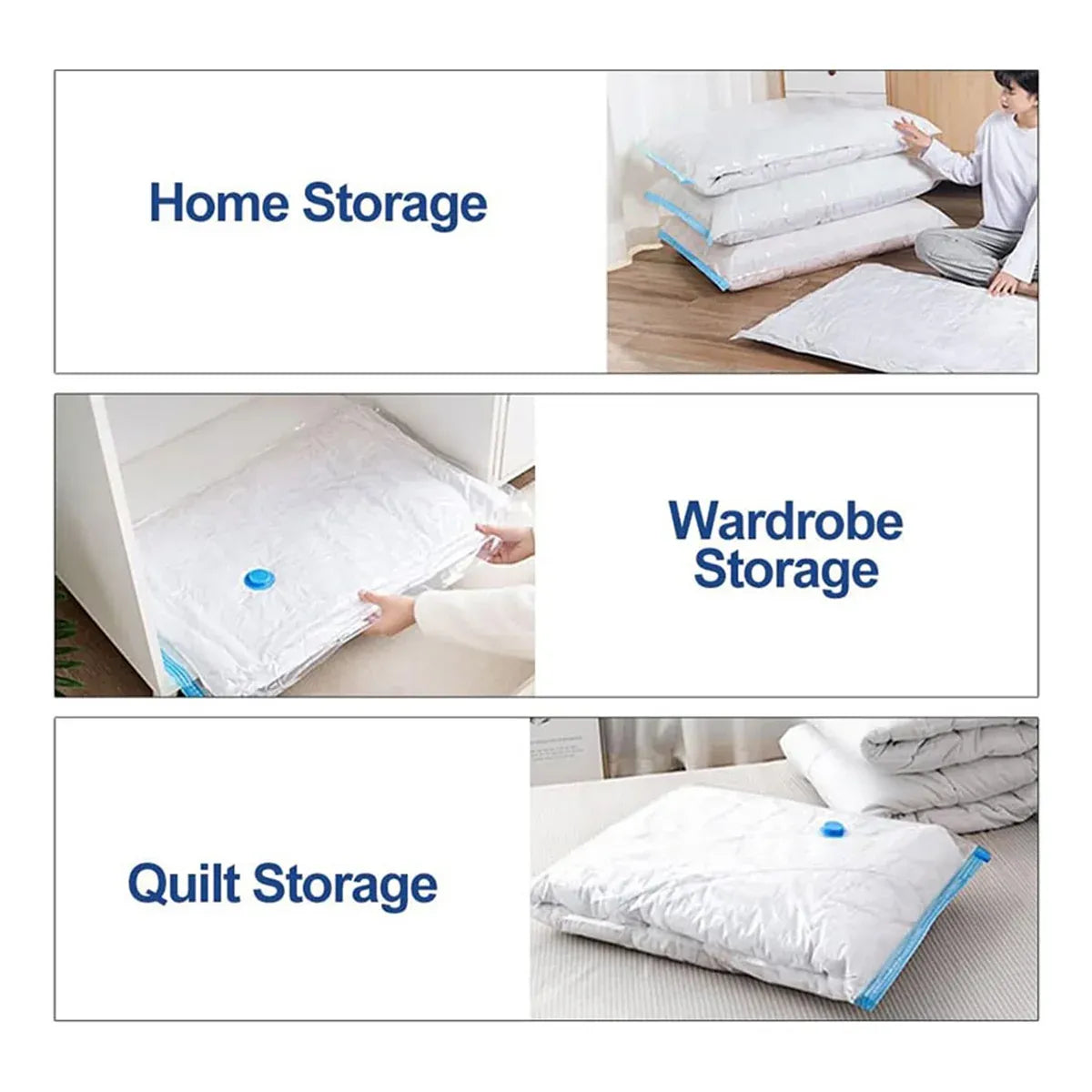 6PCS Vacuum Storage Bags Space Saving for Clothes Bedding Travel