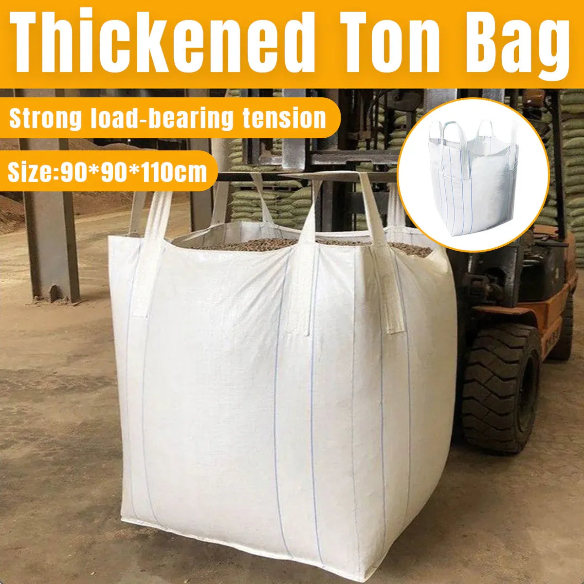 Heavy Duty Bulk Ton Bag White Thickened Woven Sack Large Lifting Storage Bag