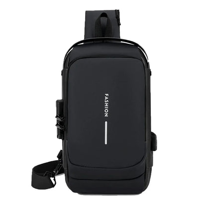 Multifunctional Combination Lock Chest Bag with USB Charging Port