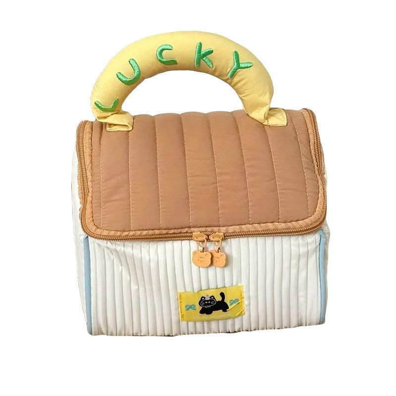 Cute Cabin Cosmetic Bag Large Capacity Portable Travel Storage Handheld Wash Bag - Brown