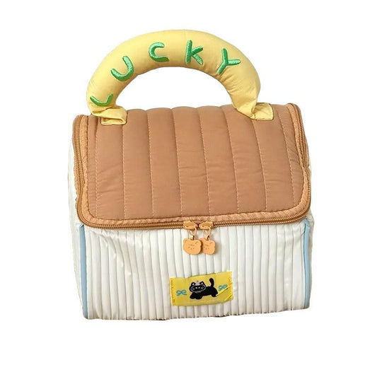 Cute Cabin Cosmetic Bag Large Capacity Portable Travel Storage Handheld Wash Bag - Brown