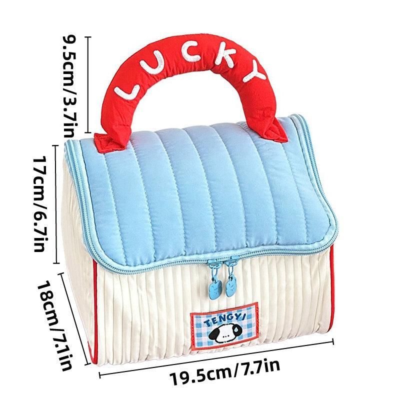 Cute Cabin Cosmetic Bag Large Capacity Portable Travel Storage Handheld Wash Bag - Brown