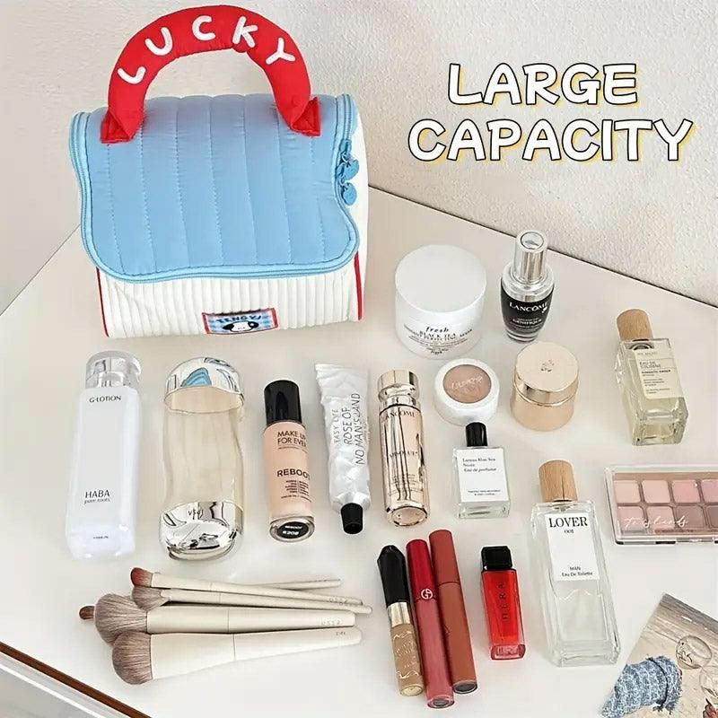 Cute Cabin Cosmetic Bag Large Capacity Portable Travel Storage Handheld Wash Bag - Brown