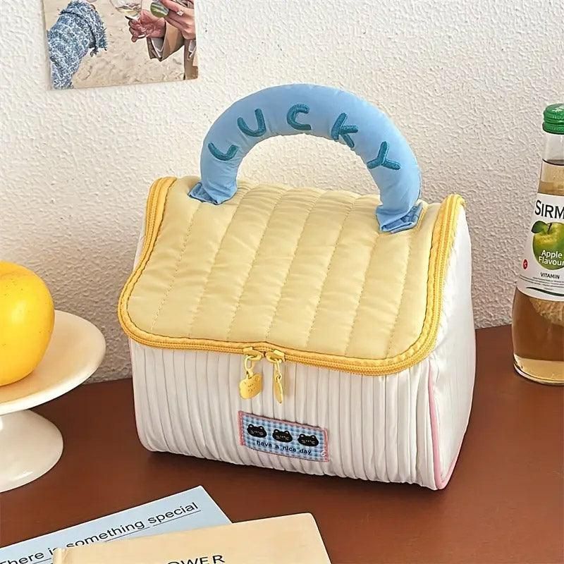 Cute Cabin Cosmetic Bag Large Capacity Portable Travel Storage Handheld Wash Bag - Brown