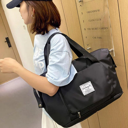 Large Capacity Travel Bag Foldable Luggage Tote Lightweight Storage Duffel Bag - Black