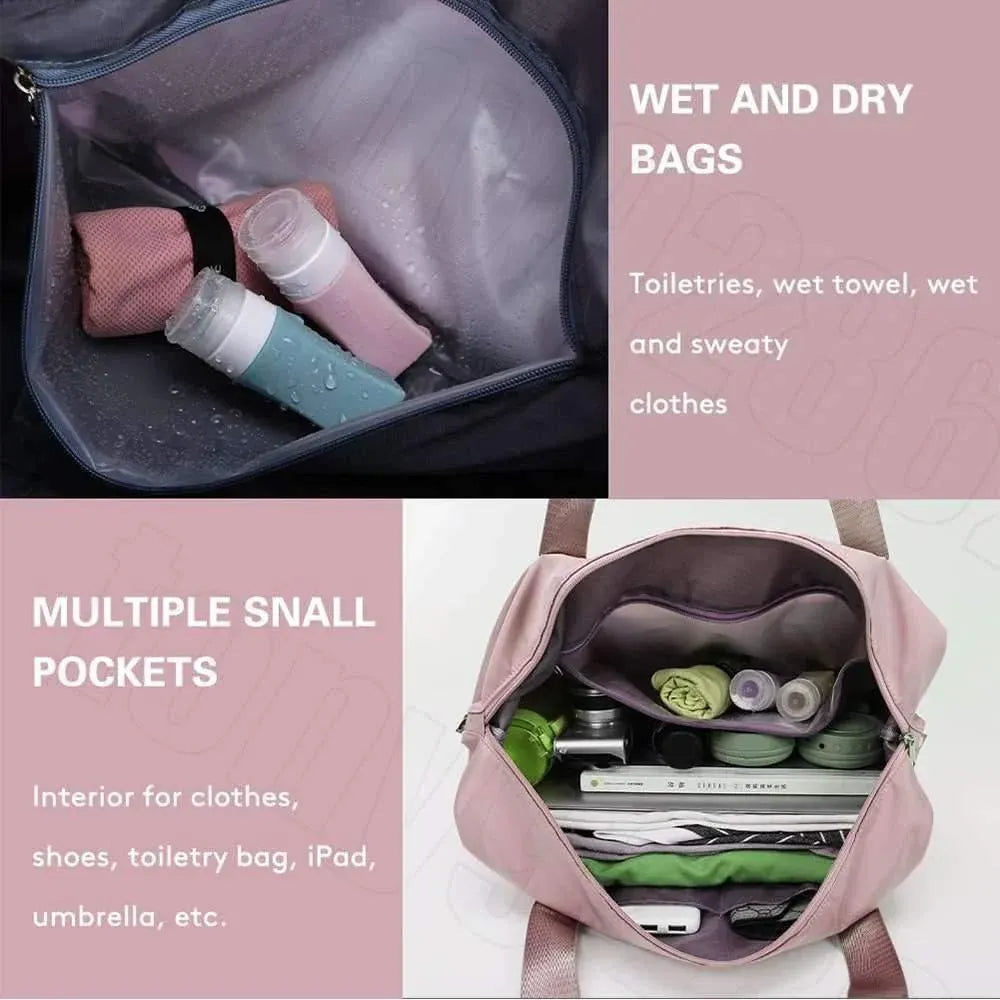 Large Capacity Travel Bag Foldable Luggage Tote Lightweight Storage Duffel Bag - Black