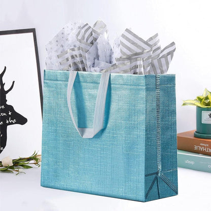 25PCS Embossed Non-Woven Tote Bag Fashion Shopping Gift Packaging Bag - Gold-40*30*12cm