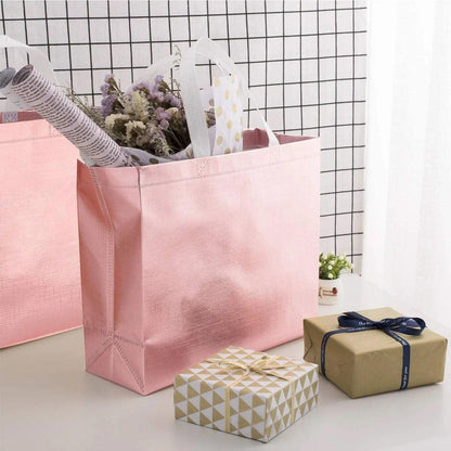 25PCS Embossed Non-Woven Tote Bag Fashion Shopping Gift Packaging Bag - Gold-40*30*12cm