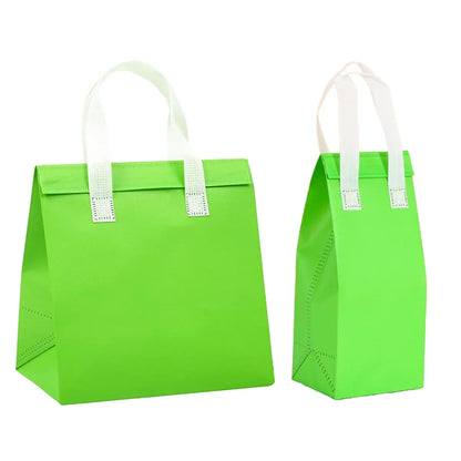 50PCS Green Takeaway Packaging Bags with Handles and Self-Adhesive Seal - L