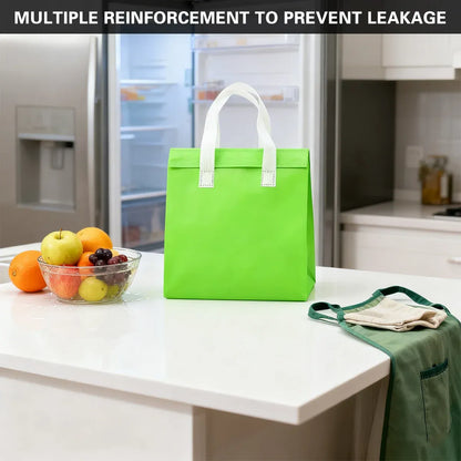 50PCS Green Takeaway Packaging Bags with Handles and Self-Adhesive Seal - L