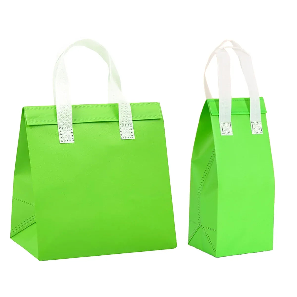 50PCS Green Takeaway Packaging Bags with Handles and Self-Adhesive Seal - M