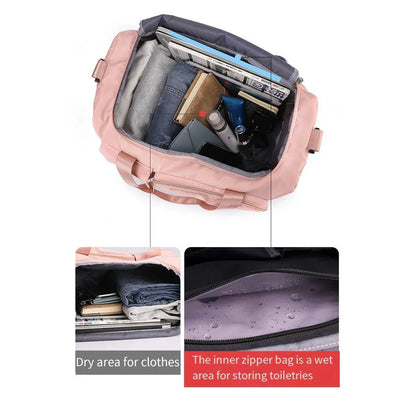 Unisex Waterproof Portable Travel Luggage Carry On Shoulder Hand Duffle Bag - Grey