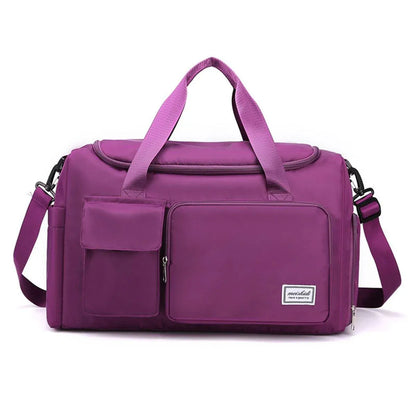 Unisex Waterproof Portable Travel Luggage Carry On Shoulder Hand Duffle Bag - Purple
