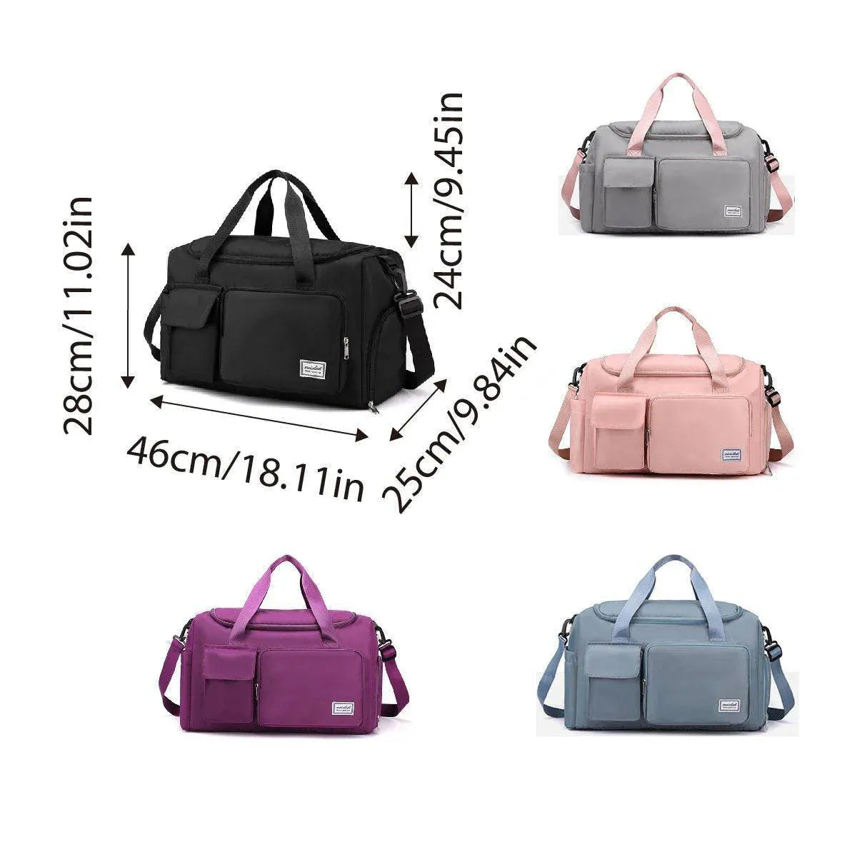 Unisex Waterproof Portable Travel Luggage Carry On Shoulder Hand Duffle Bag - Purple