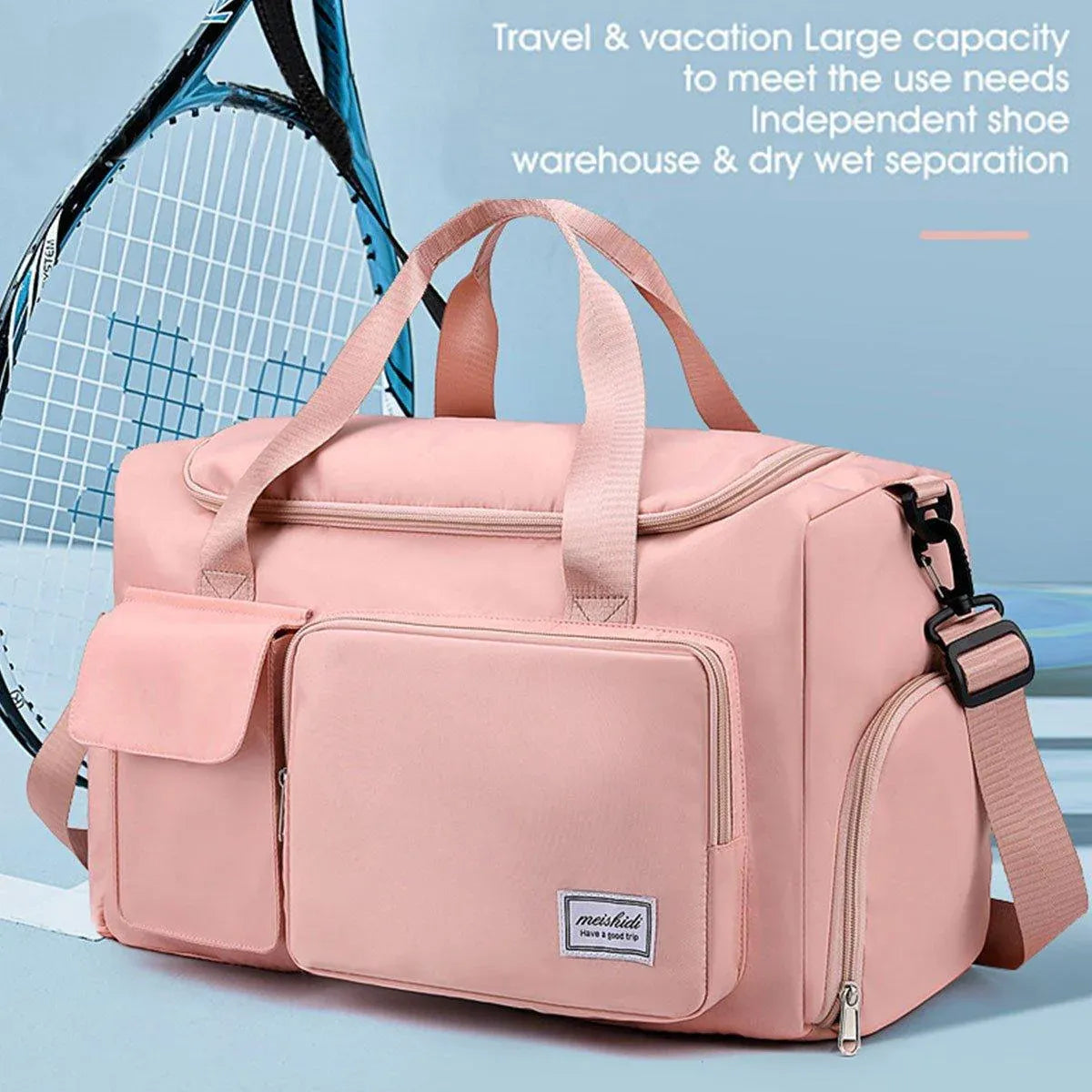 Unisex Waterproof Portable Travel Luggage Carry On Shoulder Hand Duffle Bag - Purple