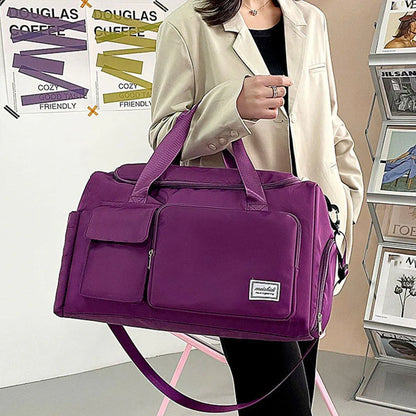 Unisex Waterproof Portable Travel Luggage Carry On Shoulder Hand Duffle Bag - Purple