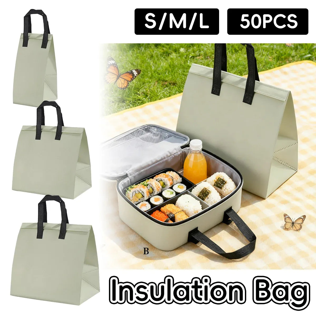 50 Pcs Waterproof Insulated Packaging Bags for Hot and Cold Drinks - M