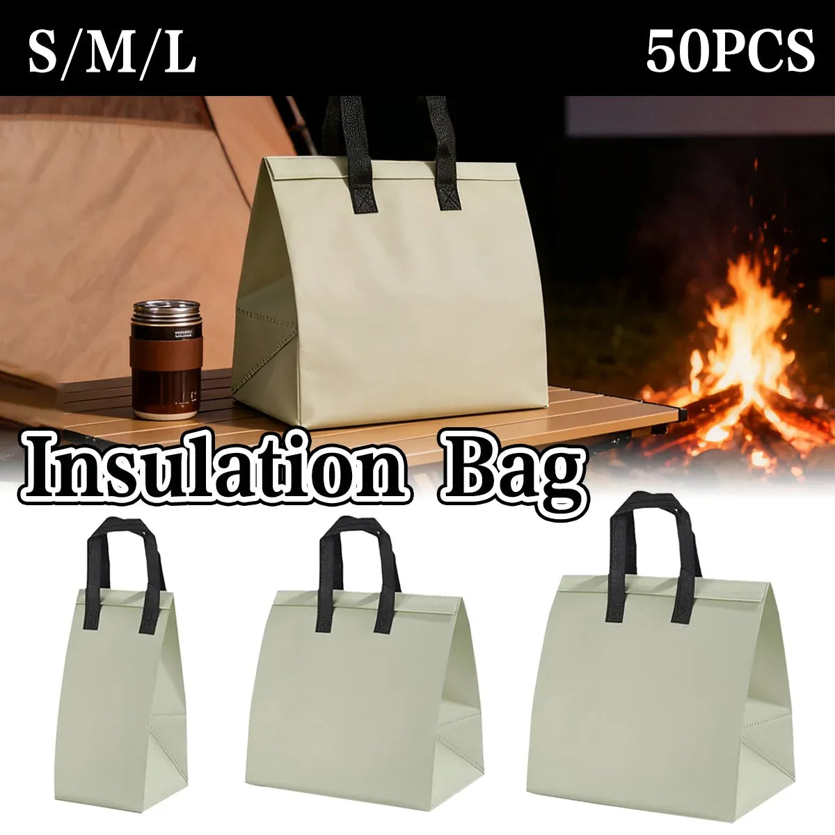 50 Pcs Waterproof Insulated Packaging Bags for Hot and Cold Drinks - S