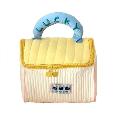 Cute Cabin Cosmetic Bag Large Capacity Portable Travel Storage Handheld Wash Bag - Yellow
