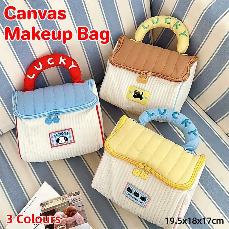 Cute Cabin Cosmetic Bag Large Capacity Portable Travel Storage Handheld Wash Bag - Yellow