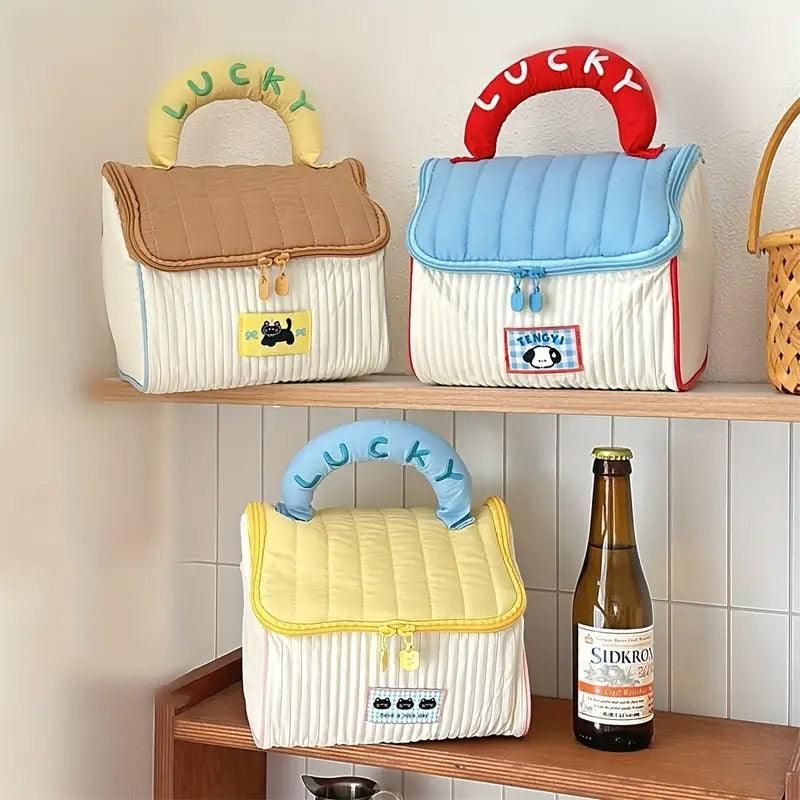 Cute Cabin Cosmetic Bag Large Capacity Portable Travel Storage Handheld Wash Bag - Yellow