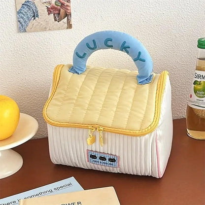 Cute Cabin Cosmetic Bag Large Capacity Portable Travel Storage Handheld Wash Bag - Yellow
