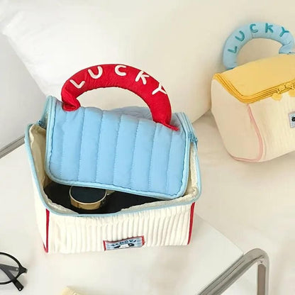 Cute Cabin Cosmetic Bag Large Capacity Portable Travel Storage Handheld Wash Bag - Yellow
