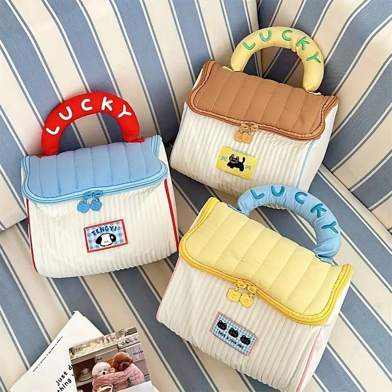Cute Cabin Cosmetic Bag Large Capacity Portable Travel Storage Handheld Wash Bag - Yellow