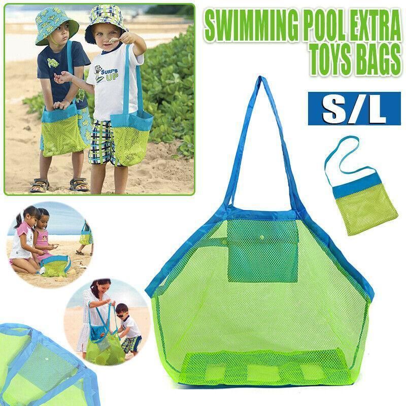Mesh Beach Toy Bag Sand Away Tote for Swimming Pool Storage S or L Size - S
