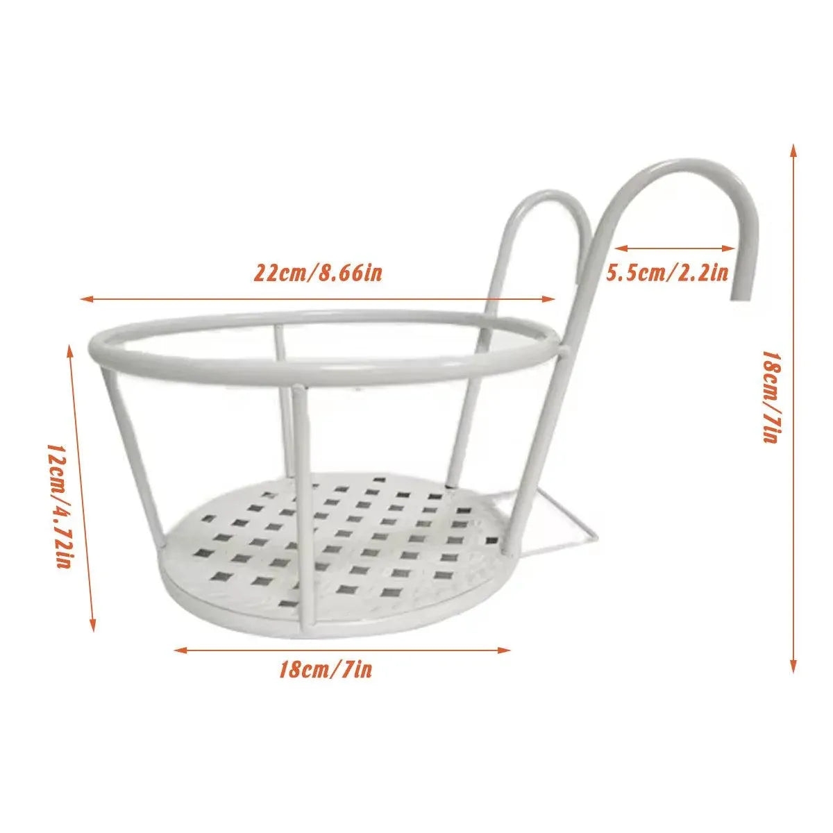 Iron Balcony Flower Rack Hanging Pot Hanger Railings Planter Rack Outdoor Garden