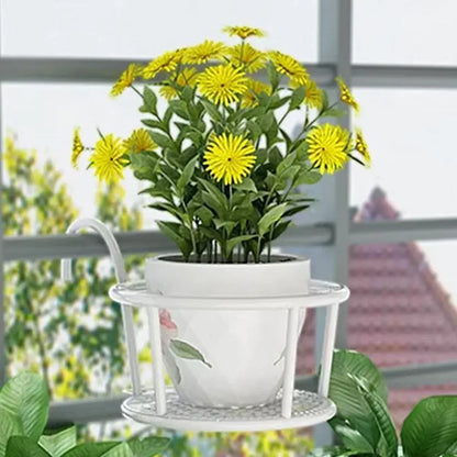 Iron Balcony Flower Rack Hanging Pot Hanger Railings Planter Rack Outdoor Garden