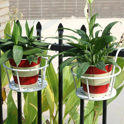 Iron Balcony Flower Rack Hanging Pot Hanger Railings Planter Rack Outdoor Garden