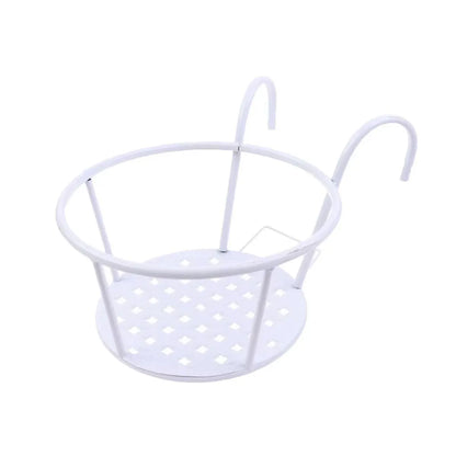 Iron Balcony Flower Rack Hanging Pot Hanger Railings Planter Rack Outdoor Garden