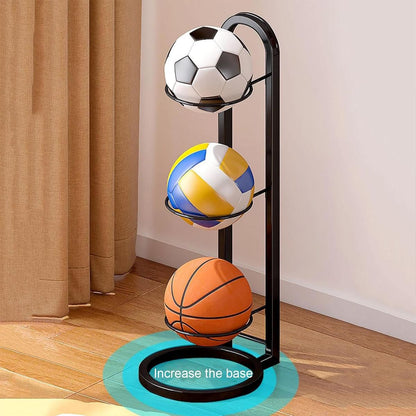 3/4Tier Basketball Stand Ball Organizer Storage Rack Basketball Equipment Holder - White-3 Layers