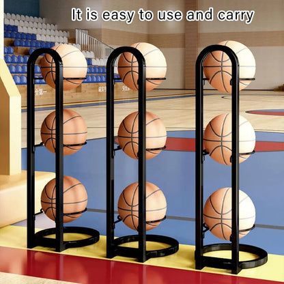 3/4Tier Basketball Stand Ball Organizer Storage Rack Basketball Equipment Holder - White-3 Layers