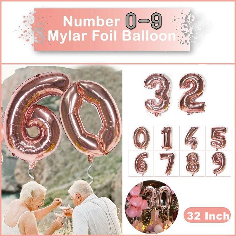 Rose Gold 32 Inch Foil Number Balloon 81cm Birthday Party Wedding Decoration - Rose Gold 2