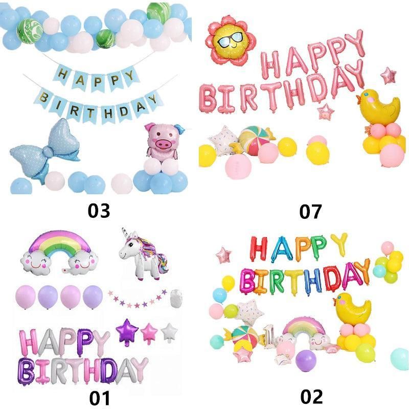45-50 Pcs Happy Birthday 3D Unicorn Decoration Balloons Diy Decor Party Set - 01