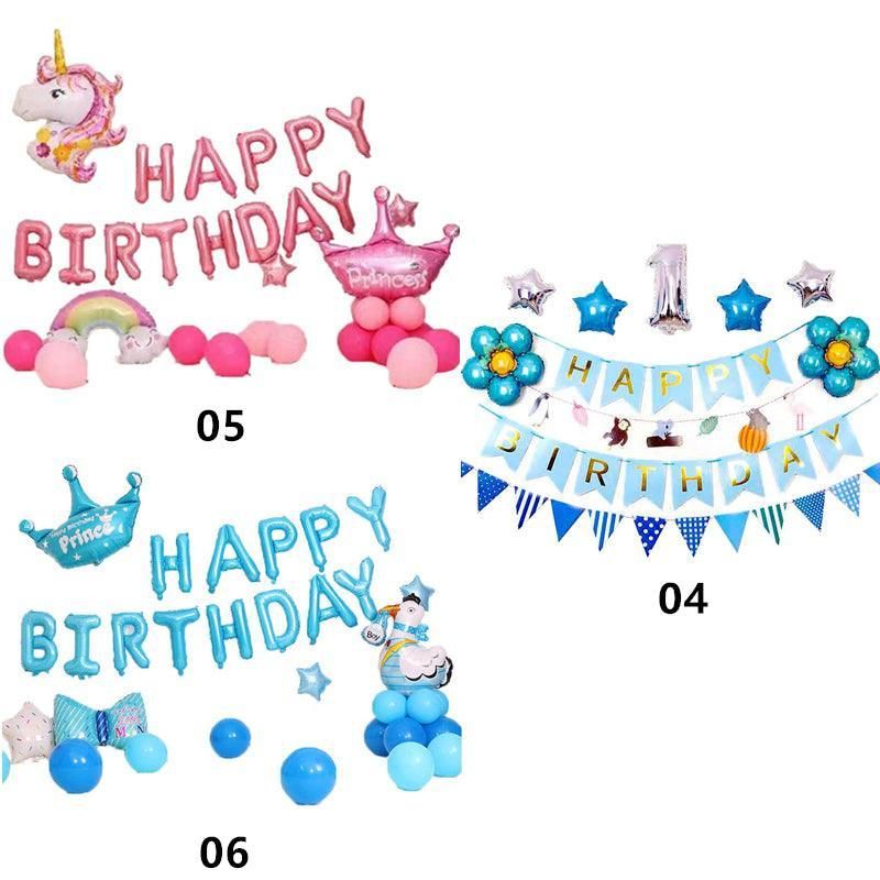 45-50 Pcs Happy Birthday 3D Unicorn Decoration Balloons Diy Decor Party Set - 01
