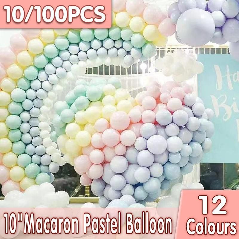 25cm Pastel Latex Balloons for Party Decoration Macaron Colour Helium Air Fill 10/100PCS - Grey 100PCS