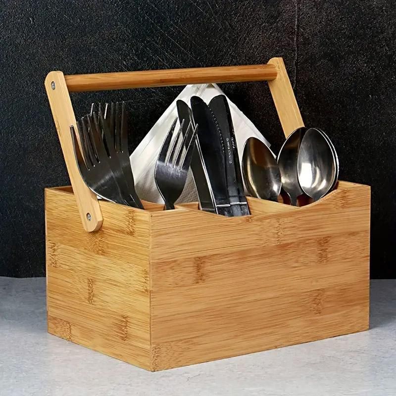 Portable Bamboo Storage Box Fruit Basket Organizer Multi Purpose Storage Basket