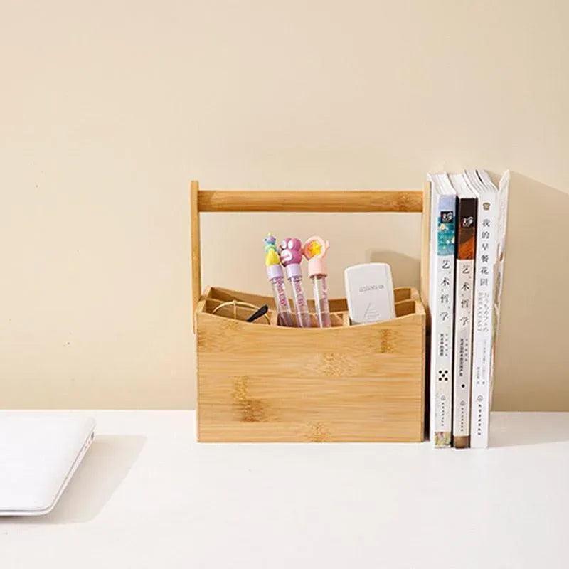 Portable Bamboo Storage Box Fruit Basket Organizer Multi Purpose Storage Basket