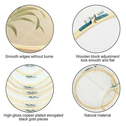 10PCS Bamboo Embroidery Hoops for Sewing Cross-Stitch & Wedding Crafts - 26CM