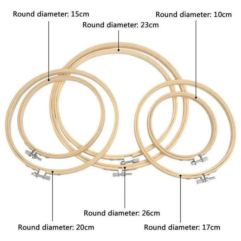 10PCS Bamboo Embroidery Hoops for Sewing Cross-Stitch & Wedding Crafts - 26CM