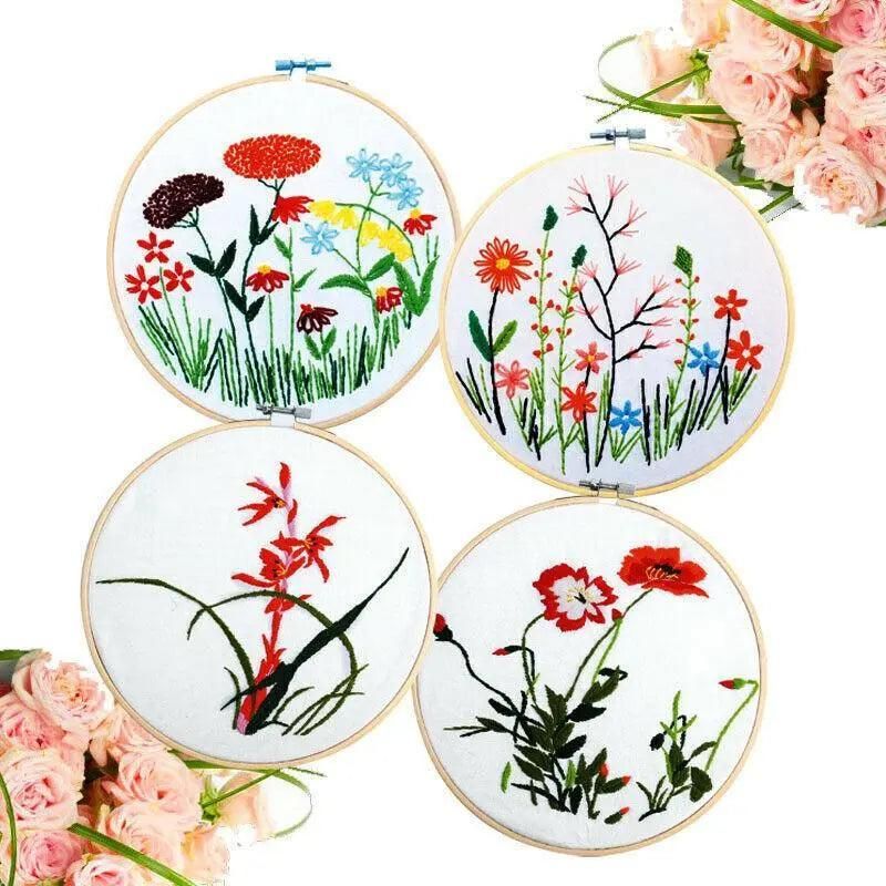 10PCS Bamboo Embroidery Hoops for Sewing Cross-Stitch & Wedding Crafts - 26CM
